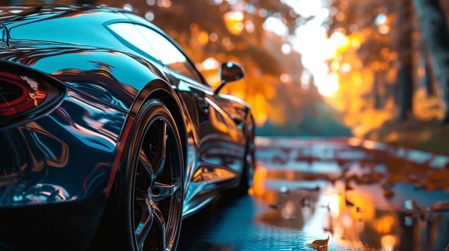 A luxury car with Paint Protection Film in a natural setting. A luxury car with Paint Protection Film in a natural setting.